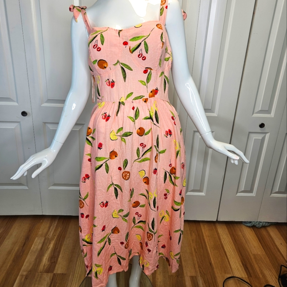 BRAND NEW Lauren Conrad fruit print retro day dress pinup